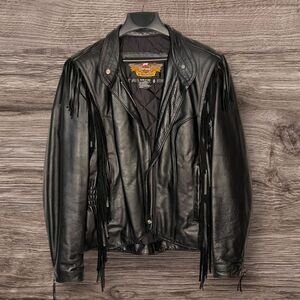Harley Davidson Women's Heavy Leather Western Fringe Jacket Medium Made In USA